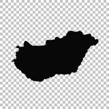 Vektör harita Macaristan. İllüstrasyon izole vektör. Beyaz arka plan üzerine siyah. EPS 10 illüstrasyon.