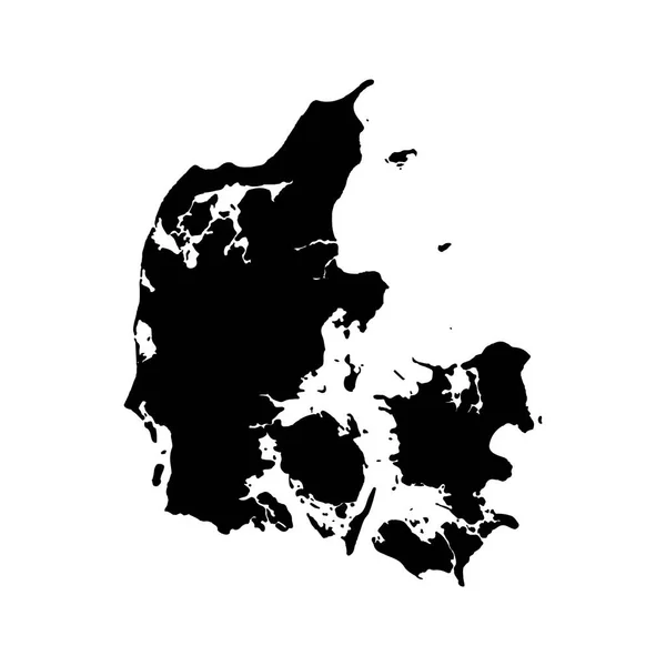Mappa Vettoriale Danimarca Illustrazione Del Vettore Isolato Nero Sfondo Bianco — Vettoriale Stock