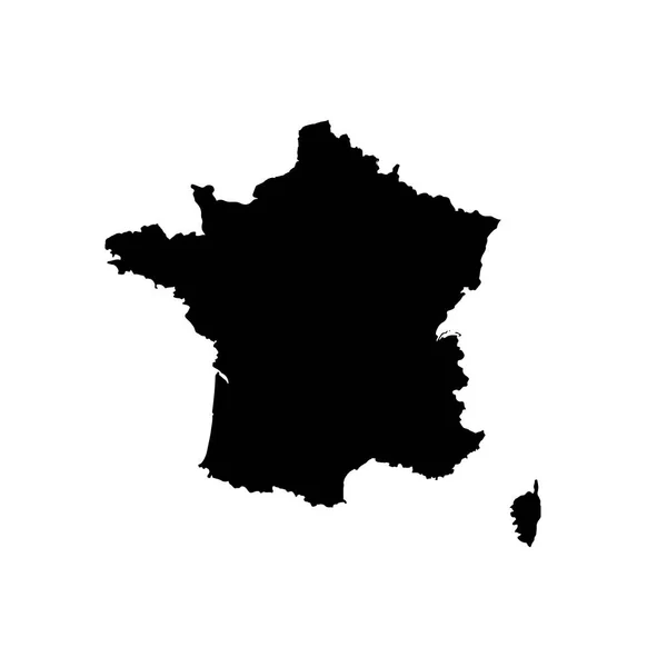 Mapa Vectorial Francia Ilustración Vectorial Aislada Negro Sobre Fondo Blanco — Vector de stock