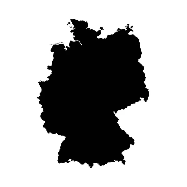Mapa Vetorial Alemanha Ilustração Vetorial Isolada Preto Sobre Fundo Branco — Vetor de Stock