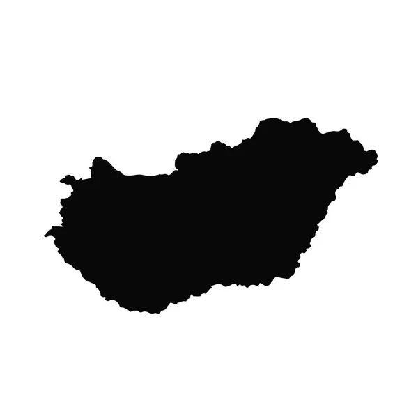 Mappa Vettoriale Ungheria Illustrazione Del Vettore Isolato Nero Sfondo Bianco — Vettoriale Stock