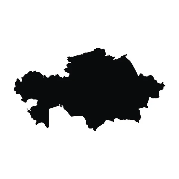 矢量地图哈萨克斯坦 孤立的矢量插图 黑色的白色背景 Eps — 图库矢量图片