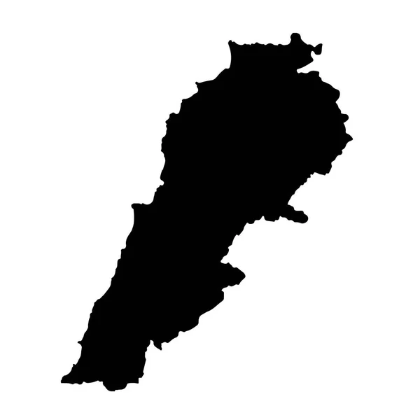 Mapa Vetorial Líbano Ilustração Vetorial Isolada Preto Sobre Fundo Branco — Vetor de Stock