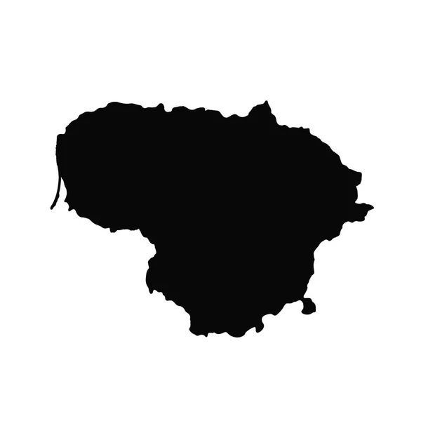 Mapa Vectorial Lituania Ilustración Vectorial Aislada Negro Sobre Fondo Blanco — Vector de stock