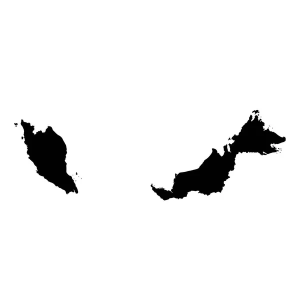 Mappa Vettoriale Malesia Illustrazione Del Vettore Isolato Nero Sfondo Bianco — Vettoriale Stock