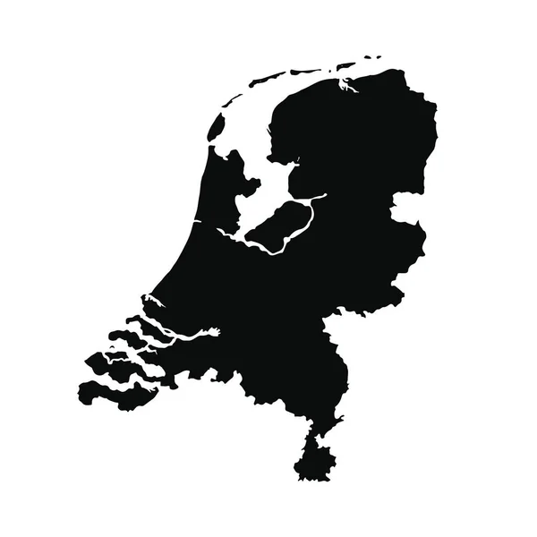 Mappa Vettoriale Paesi Bassi Illustrazione Del Vettore Isolato Nero Sfondo — Vettoriale Stock