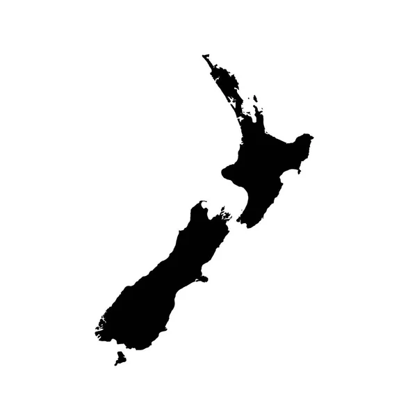 Векторная Карта Новая Зеландия Изолированная Векторная Иллюстрация Черный Белом Фоне — стоковый вектор