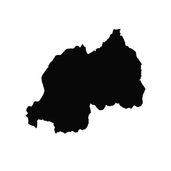 Mapa Vectorial Ruanda Ilustración Vectorial Aislada Negro Sobre Fondo Blanco — Archivo Imágenes Vectoriales