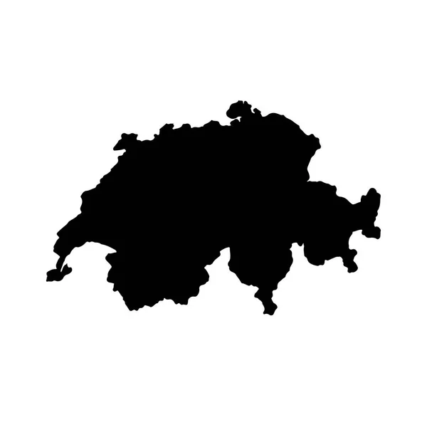 Vector Kaart Zwitserland Geïsoleerde Vector Illustratie Zwart Een Witte Achtergrond — Stockvector
