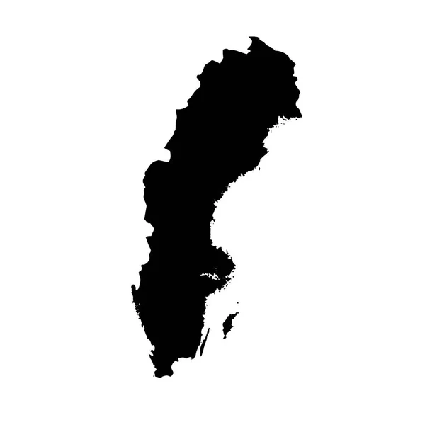 Mapa Vectorial Suecia Ilustración Vectorial Aislada Negro Sobre Fondo Blanco — Archivo Imágenes Vectoriales