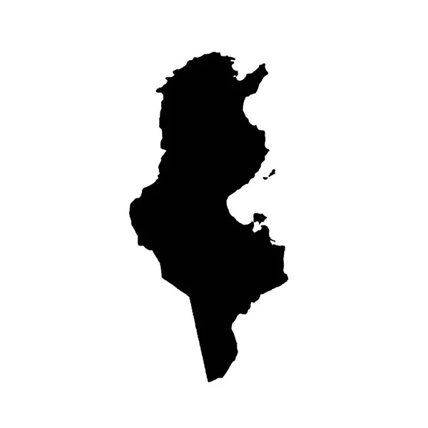 Vector Kaart Tunesië Geïsoleerde Vector Illustratie Zwart Een Witte Achtergrond — Stockvector