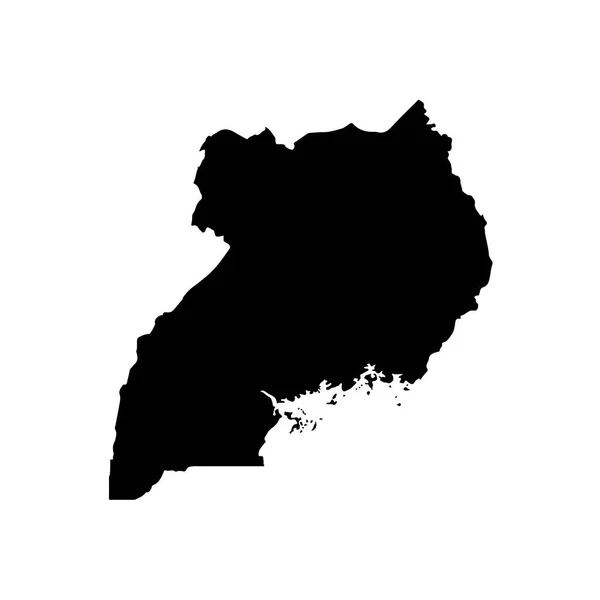 Carte Vectorielle Ouganda Illustration Vectorielle Isolée Noir Sur Fond Blanc — Image vectorielle