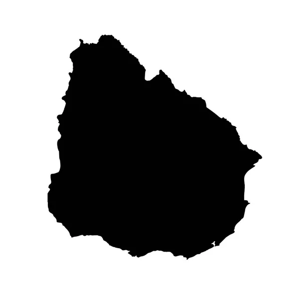 Mapa Vetorial Uruguai Ilustração Vetorial Isolada Preto Sobre Fundo Branco — Vetor de Stock