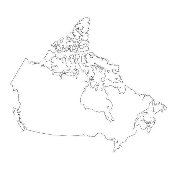 Mapa Vetorial Canadá Ilustração Vetorial Isolada Preto Sobre Fundo Branco — Vetor de Stock