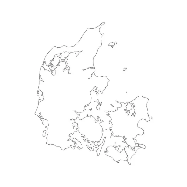Mapa Vetorial Dinamarca Ilustração Vetorial Isolada Preto Sobre Fundo Branco — Vetor de Stock