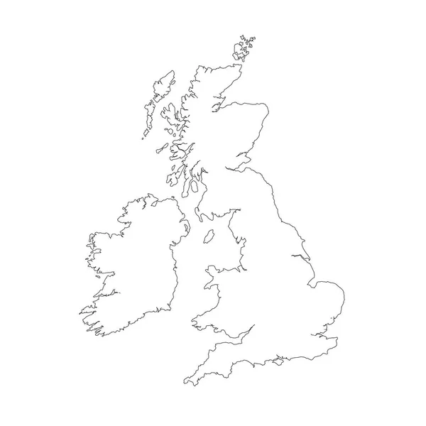 Векторная Карта Великобритания Изолированная Векторная Иллюстрация Черный Белом Фоне Эпс — стоковый вектор
