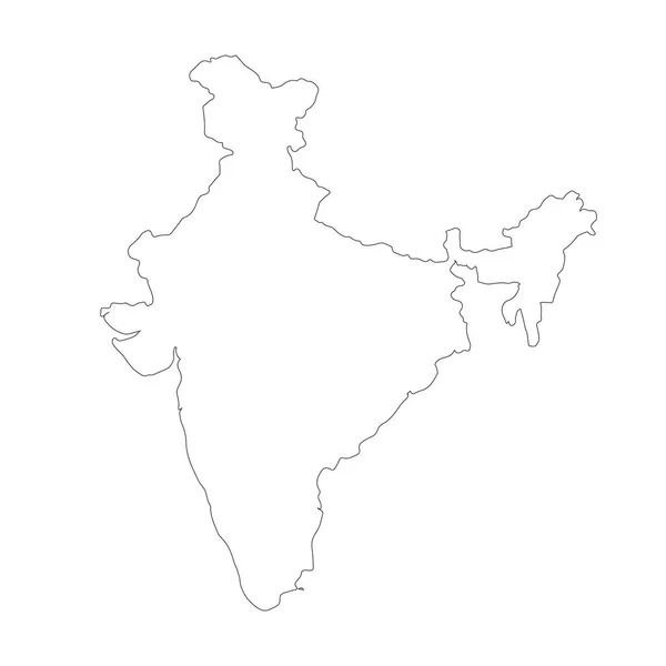 Mappa Vettoriale India Illustrazione Del Vettore Isolato Nero Sfondo Bianco — Vettoriale Stock