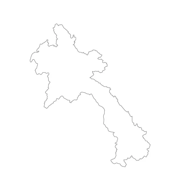 Mapa Vetorial Laos Ilustração Vetorial Isolada Preto Sobre Fundo Branco — Vetor de Stock