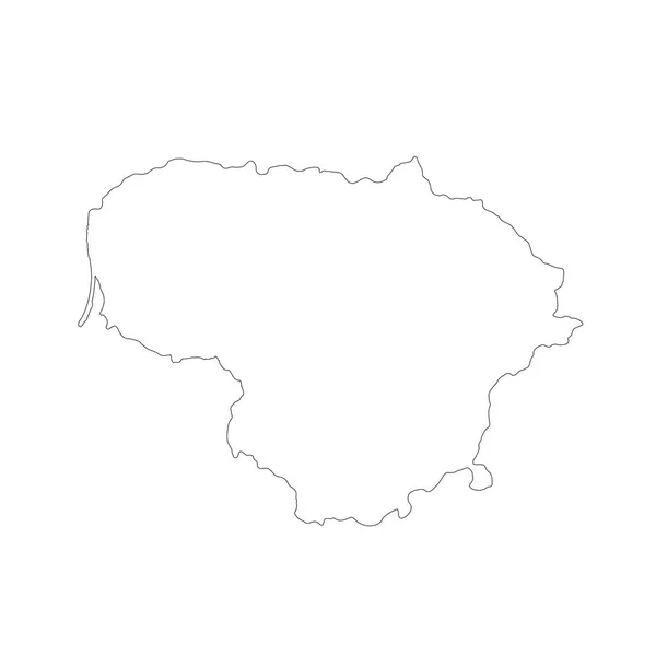 Mapa Vetorial Lituânia Ilustração Vetorial Isolada Preto Sobre Fundo Branco — Vetor de Stock