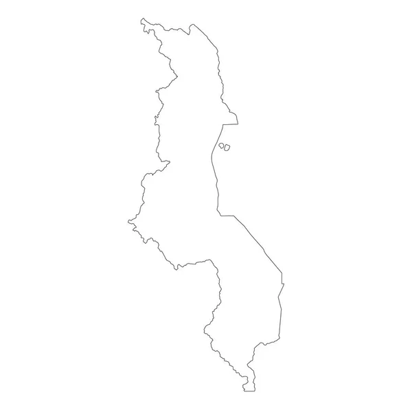 Mapa Vectorial Malawi Ilustración Vectorial Aislada Negro Sobre Fondo Blanco — Vector de stock