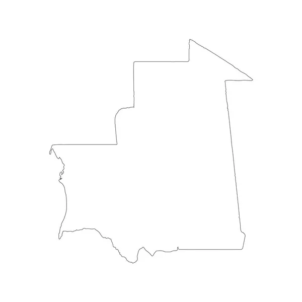 Carte Vectorielle Mauritanie Illustration Vectorielle Isolée Noir Sur Fond Blanc — Image vectorielle