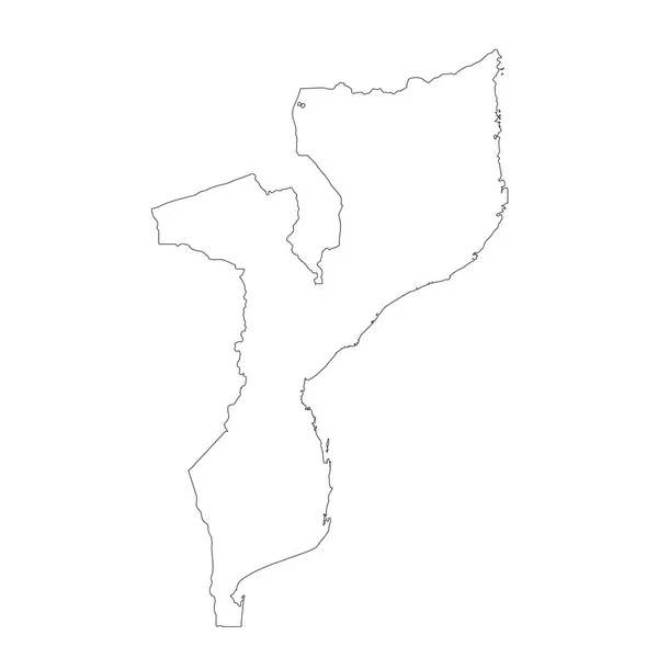 矢量地图莫桑比克 孤立的矢量插图 黑色的白色背景 Eps — 图库矢量图片