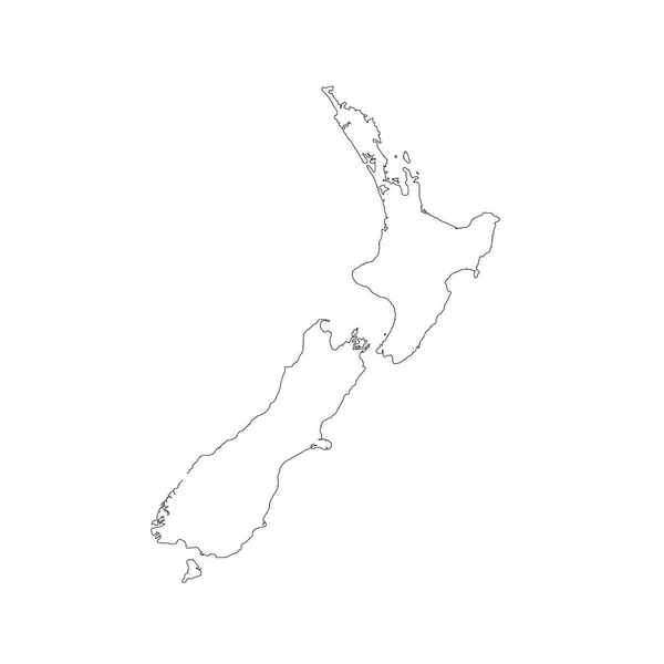 Vektorikartta Uusi Seelanti Eristetty Vektori Illustration Musta Valkoisella Taustalla Eps — vektorikuva
