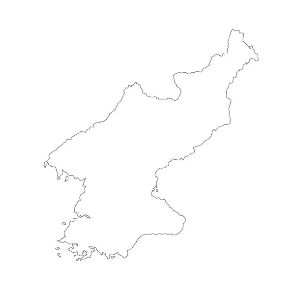 Векторная Карта Северная Корея Изолированная Векторная Иллюстрация Черный Белом Фоне — стоковый вектор