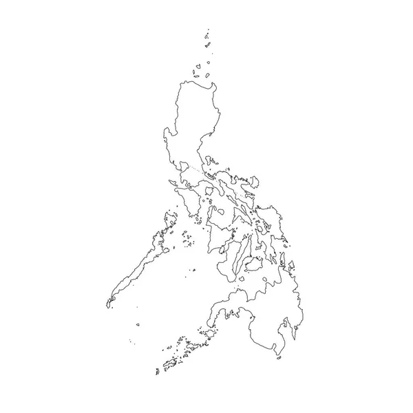 Mapa Vetorial Filipinas Ilustração Vetorial Isolada Preto Sobre Fundo Branco — Vetor de Stock