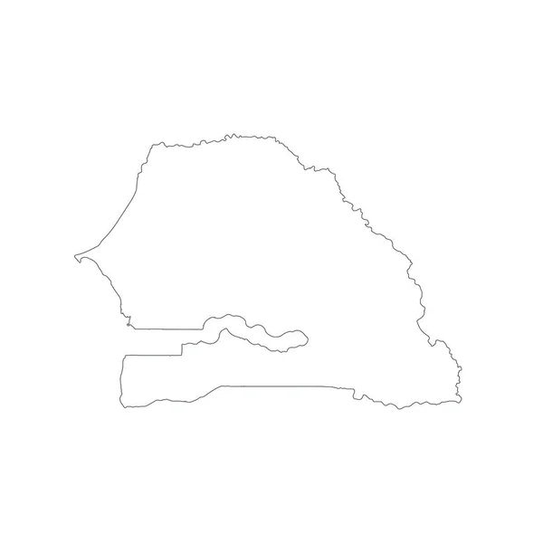 Carte Vectorielle Sénégal Illustration Vectorielle Isolée Noir Sur Fond Blanc — Image vectorielle