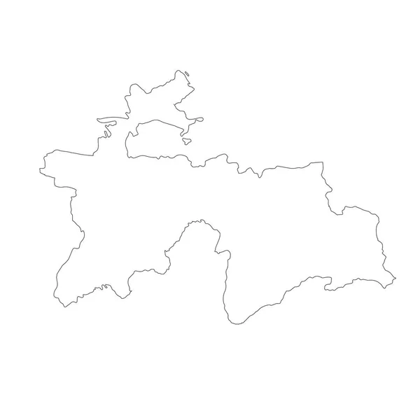 Mapa Vectorial Tayikistán Ilustración Vectorial Aislada Negro Sobre Fondo Blanco — Vector de stock