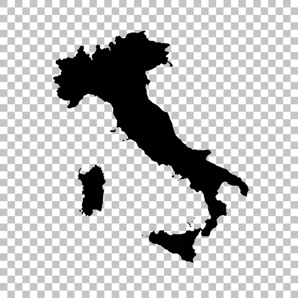Mappa Vettoriale Italia Illustrazione Del Vettore Isolato Nero Sfondo Bianco — Vettoriale Stock