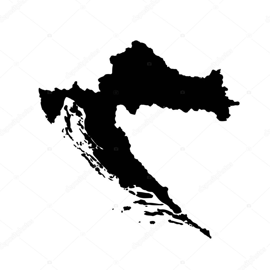 Vector map Croatia. Isolated vector Illustration. Black on White background. EPS 10 Illustration.