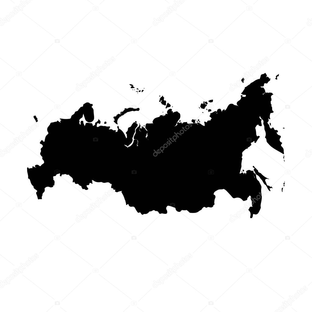 Vector map Russia. Isolated vector Illustration. Black on White background. EPS 10 Illustration.