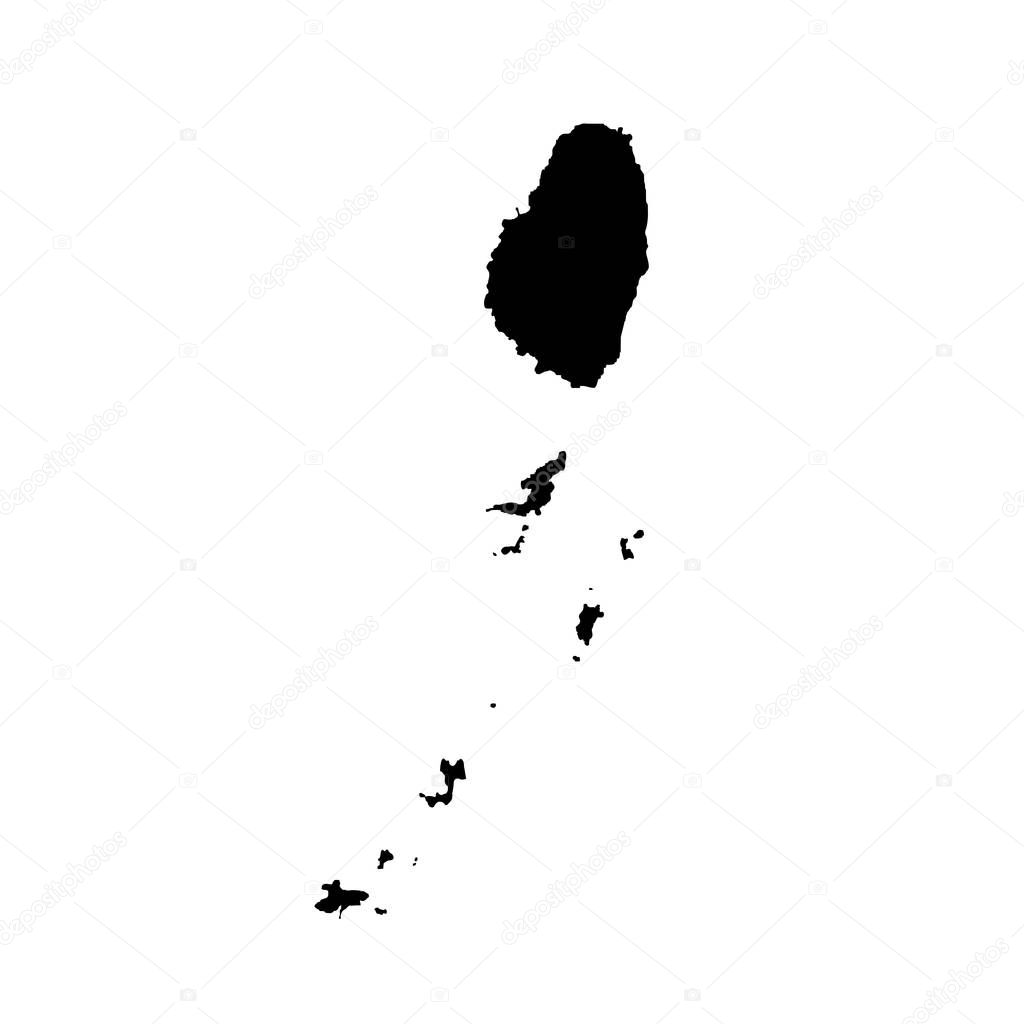 Vector map Saint Vincent and the Grenadines. Isolated vector Illustration. Black on White background. EPS 10 Illustration.