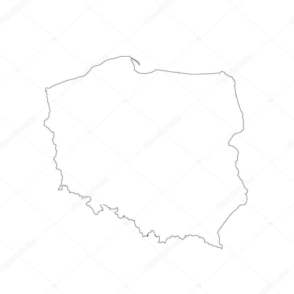 Vector map Poland. Isolated vector Illustration. Black on White background. EPS 10 Illustration.