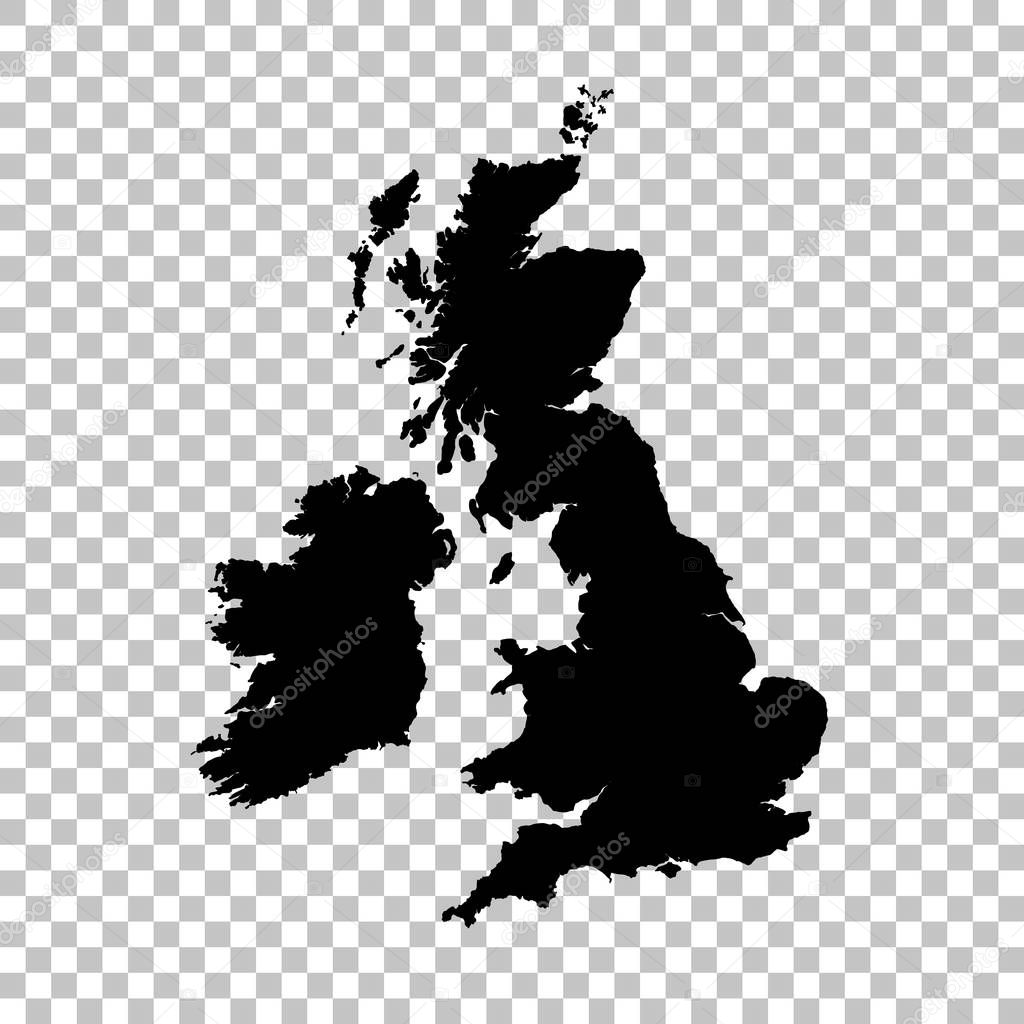Vector map Great Britain. Isolated vector Illustration. Black on White background. EPS 10 Illustration.