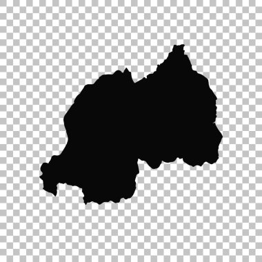 Vektör harita Ruanda. İllüstrasyon izole vektör. Beyaz arka plan üzerine siyah. EPS 10 illüstrasyon.