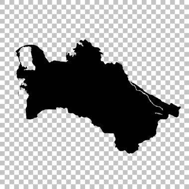 Vektör harita Türkmenistan. İllüstrasyon izole vektör. Beyaz arka plan üzerine siyah. EPS 10 illüstrasyon.