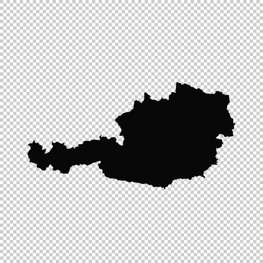 Vektör harita Avusturya. İllüstrasyon izole vektör. Beyaz arka plan üzerine siyah. EPS 10 illüstrasyon.