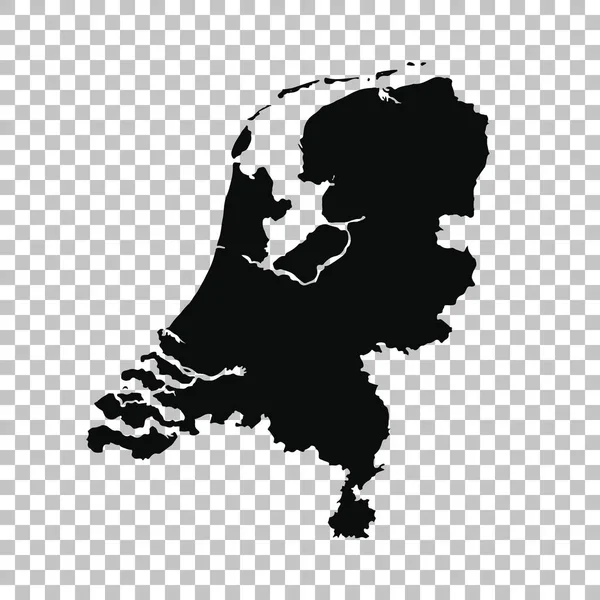 Wektor Mapa Holandia Białym Tle Wektor Ilustracja Czarny Białym Tle — Wektor stockowy