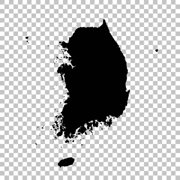 Mapa Vectorial Corea Del Sur Ilustración Vectorial Aislada Negro Sobre — Archivo Imágenes Vectoriales