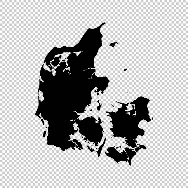 Mapa Vetorial Dinamarca Ilustração Vetorial Isolada Preto Sobre Fundo Branco — Vetor de Stock