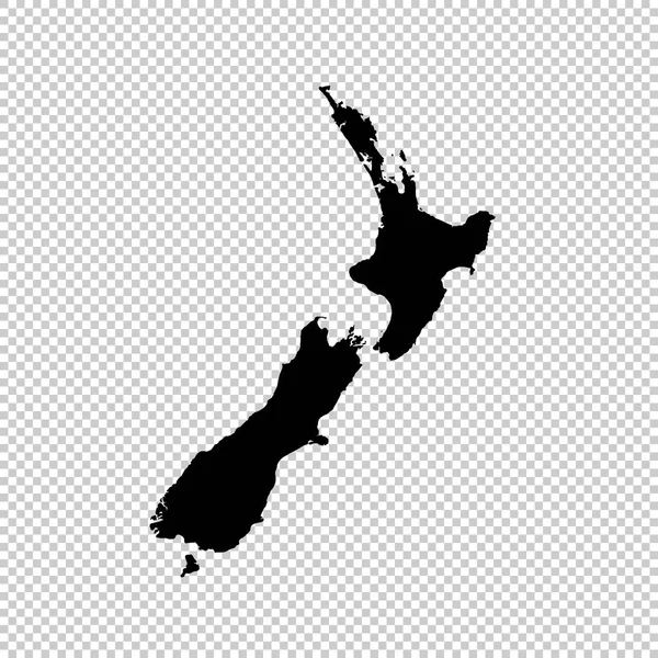 Vector Kaart Nieuw Zeeland Geïsoleerde Vector Illustratie Zwart Een Witte — Stockvector
