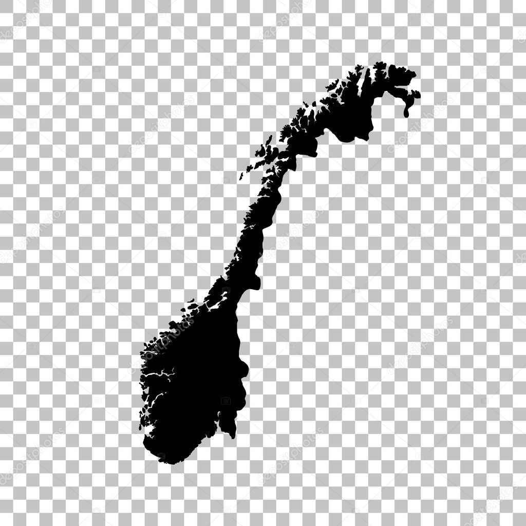 Vector map Norway. Isolated vector Illustration. Black on White background. EPS 10 Illustration.