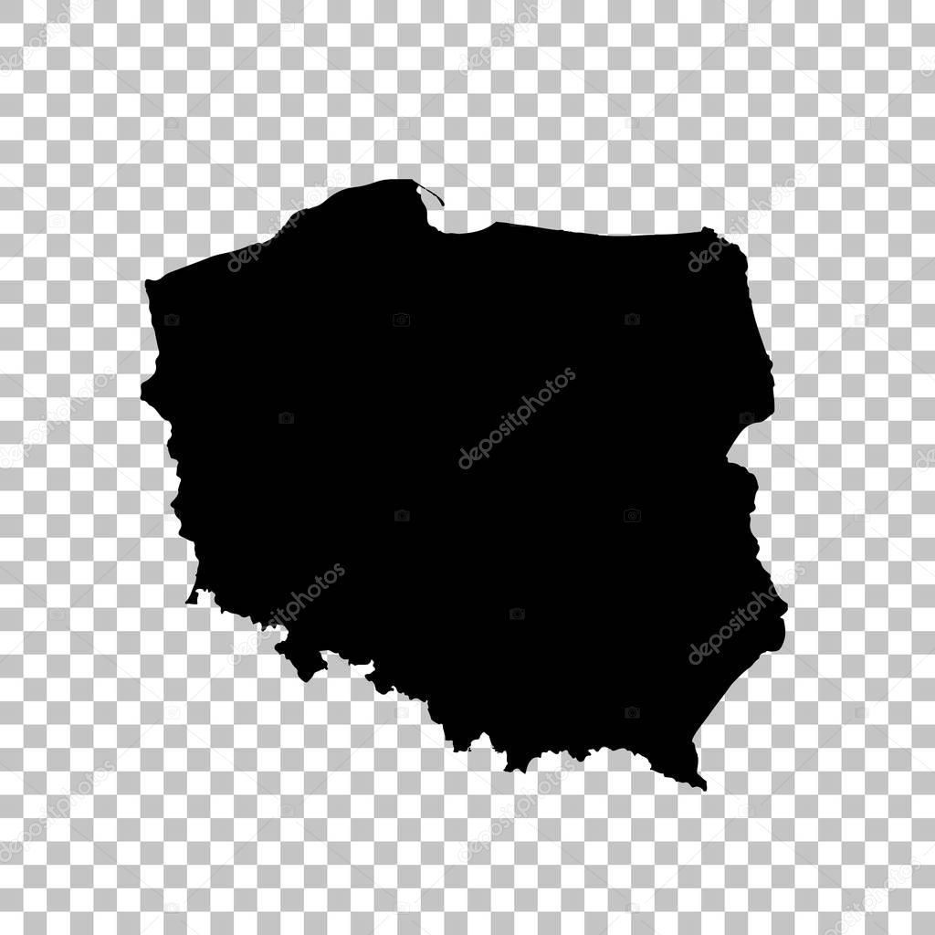 Vector map Poland. Isolated vector Illustration. Black on White background. EPS 10 Illustration.