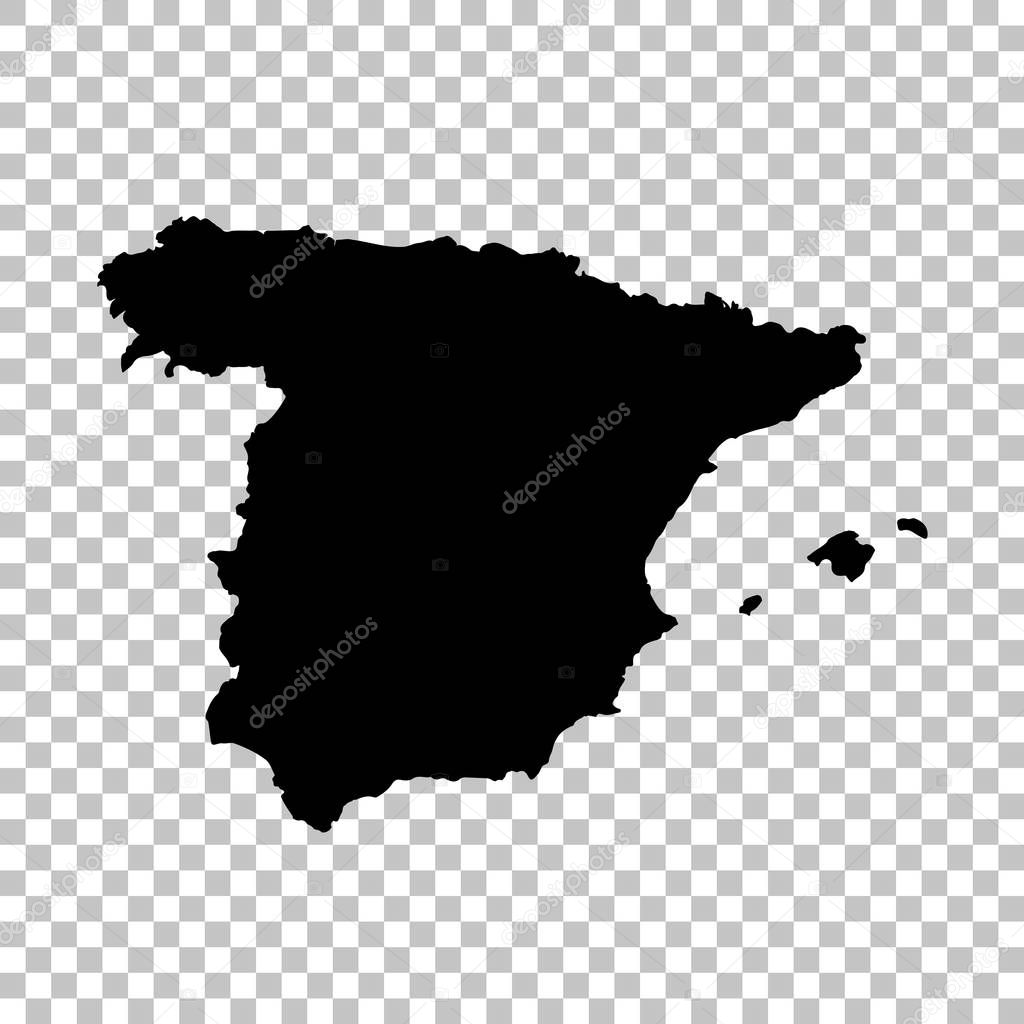Vector map Spain. Isolated vector Illustration. Black on White background. EPS 10 Illustration.
