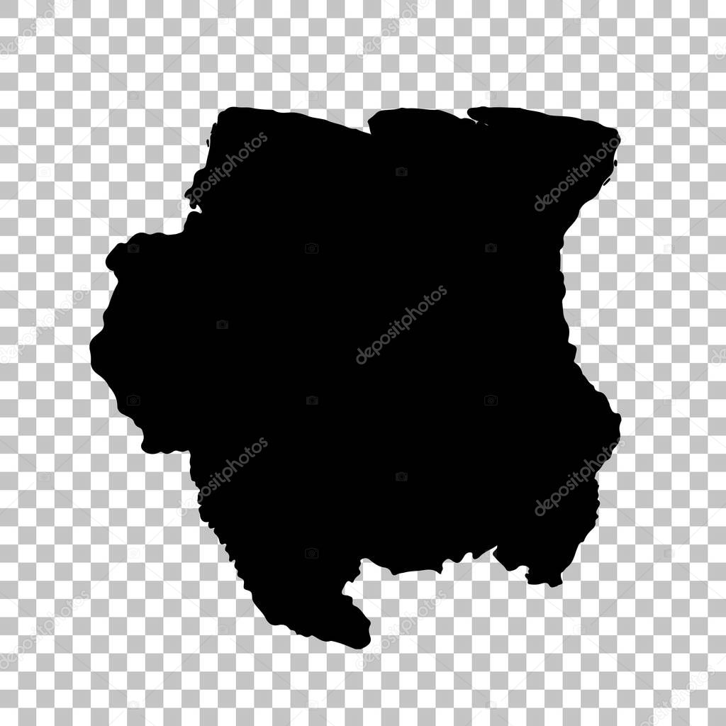 Vector map Suriname. Isolated vector Illustration. Black on White background. EPS 10 Illustration.