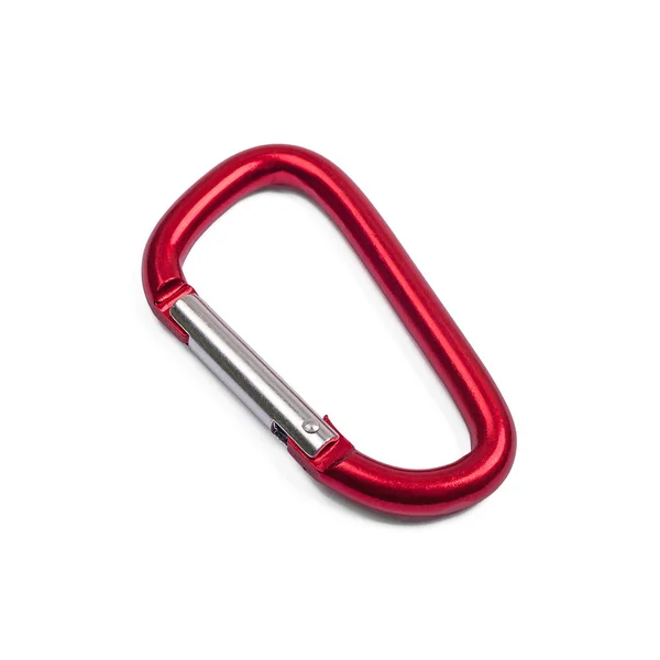 Red carabiner isolated — Stock Photo, Image