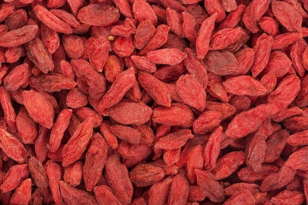 Bayas de Goji secas. Fondo de bayas de goji maduras rojas — Foto de Stock